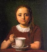 Constantin Hansen Little Girl with a Cup oil painting